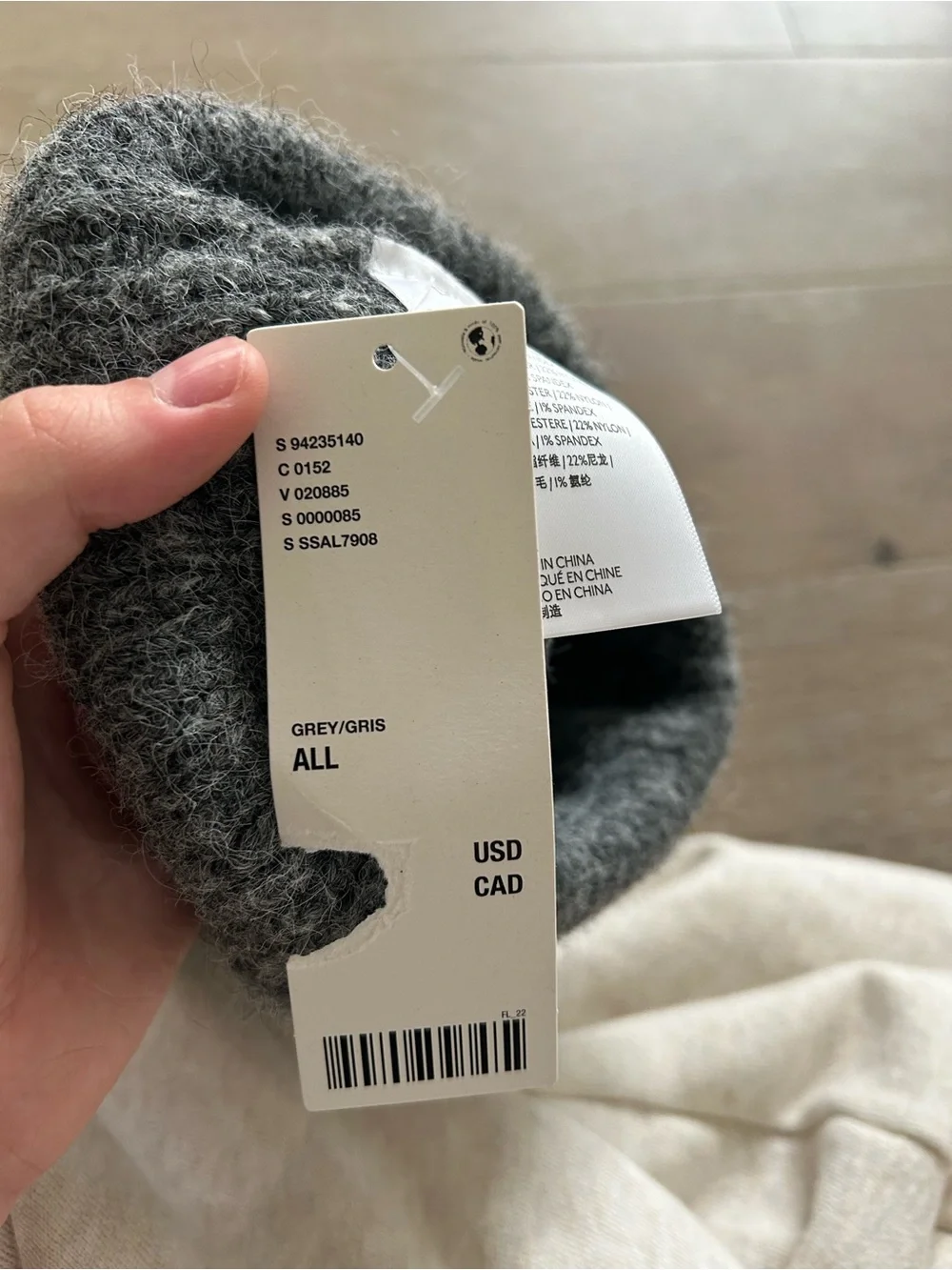 Urban Outfitters Gray Knit Beanie with Pearl & Crystal Accents